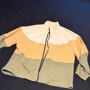 SHEIN Colorblock Jacket in White, Tan, and Green